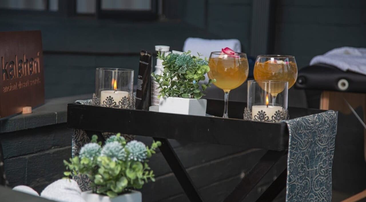 Elegant spa setting with candles and drinks at Emihle Mobile Spa in Durban, Gauteng, ZA.