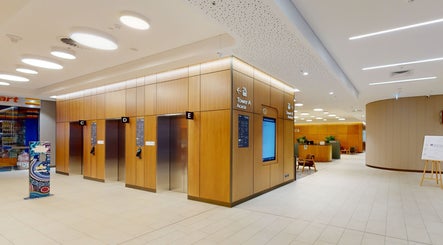 Modern elevator lobby at Zen Japanese Massage - North Shore Health Hub, St Leonards, New South Wales, AU.
