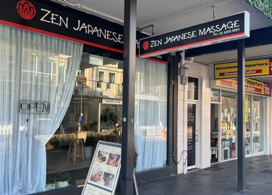 Exterior of Zen Japanese Massage in Wollongong, NSW, AU, displaying welcoming open sign.