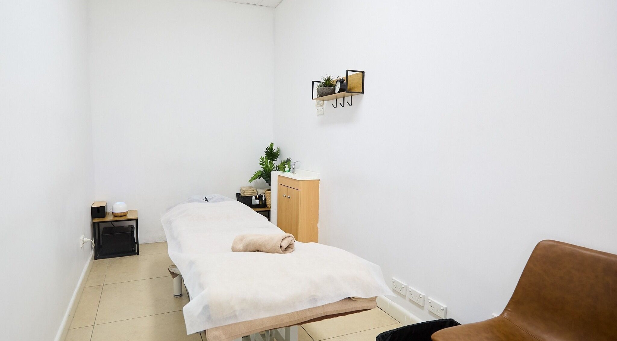 Tranquil massage room at Zen Japanese Massage - Enmore, Enmore, New South Wales, AU. Neutral tones and minimalist design.