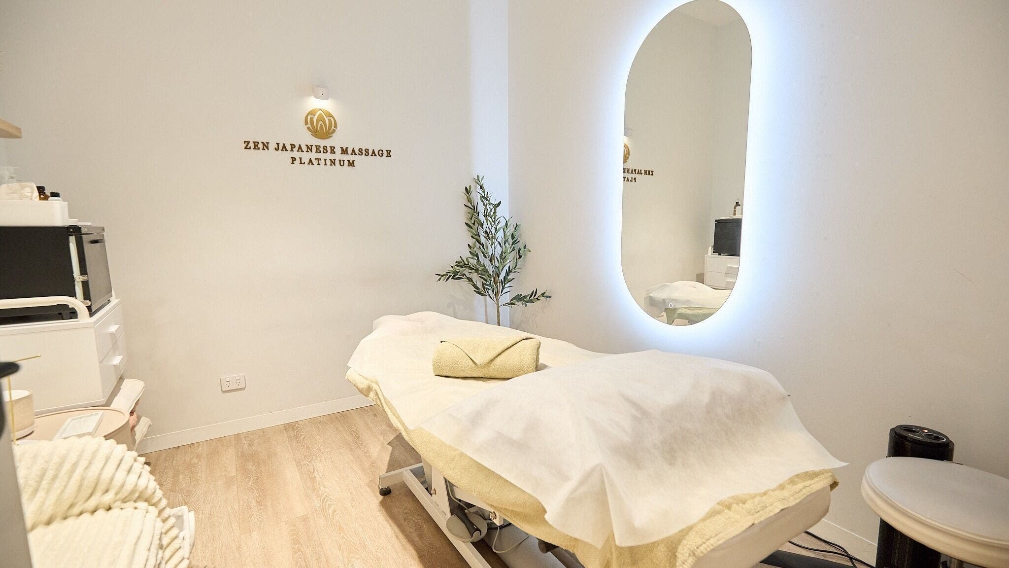 Relaxing massage room at Zen Japanese Massage Platinum - St Leonards, St Leonards, New South Wales, AU.