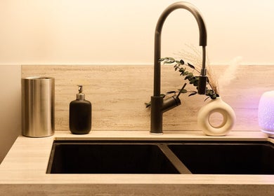 Modern sink setup at Zen Japanese Massage Platinum - Surry Hills, New South Wales, AU with ambient lighting.