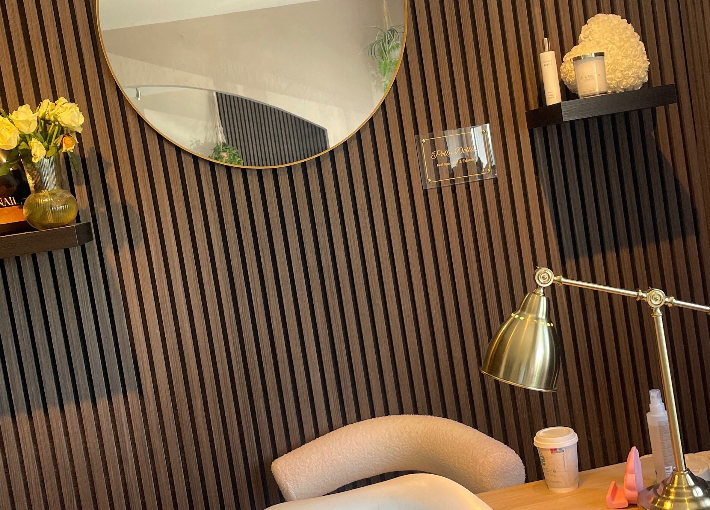 Sophisticated salon corner at Pollydollies, Dublin, County Dublin, IE, with stylish decor and soft lighting.