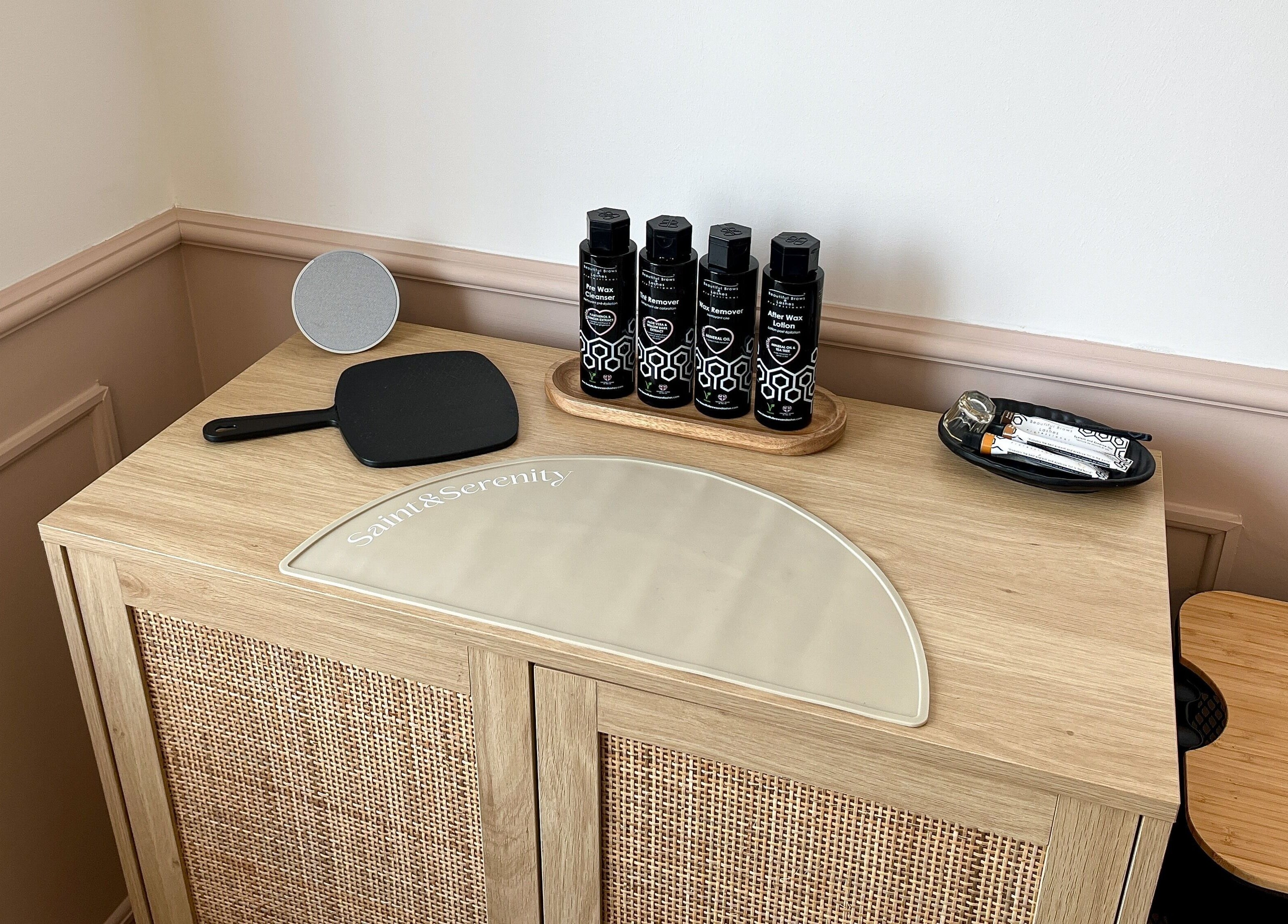 Sophisticated beauty station at Jade Carla Beauty, Southport, England, GB, featuring premium skincare products.