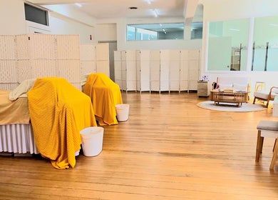 Spacious beauty area at Evarin Lash & Beauty, Fortitude Valley, Queensland, AU with cozy treatment chairs.