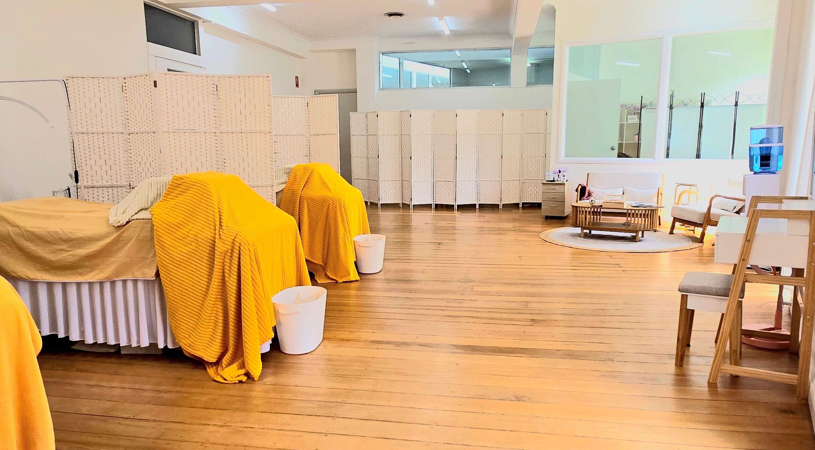 Spacious beauty area at Evarin Lash & Beauty, Fortitude Valley, Queensland, AU with cozy treatment chairs.