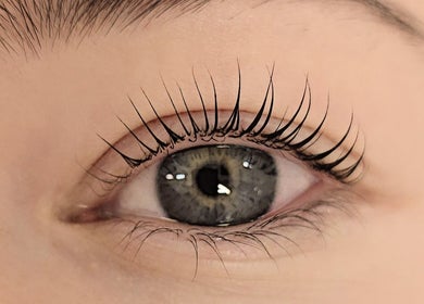 Close-up of enhanced eyelashes at Evarin Lash & Beauty, Fortitude Valley, Queensland, AU.