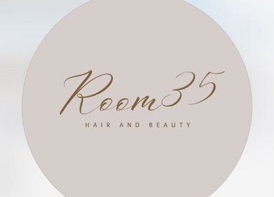 Sophisticated Room 35 Hair and Beauty sign at Sarah Howarth hair, Failsworth, England, GB.
