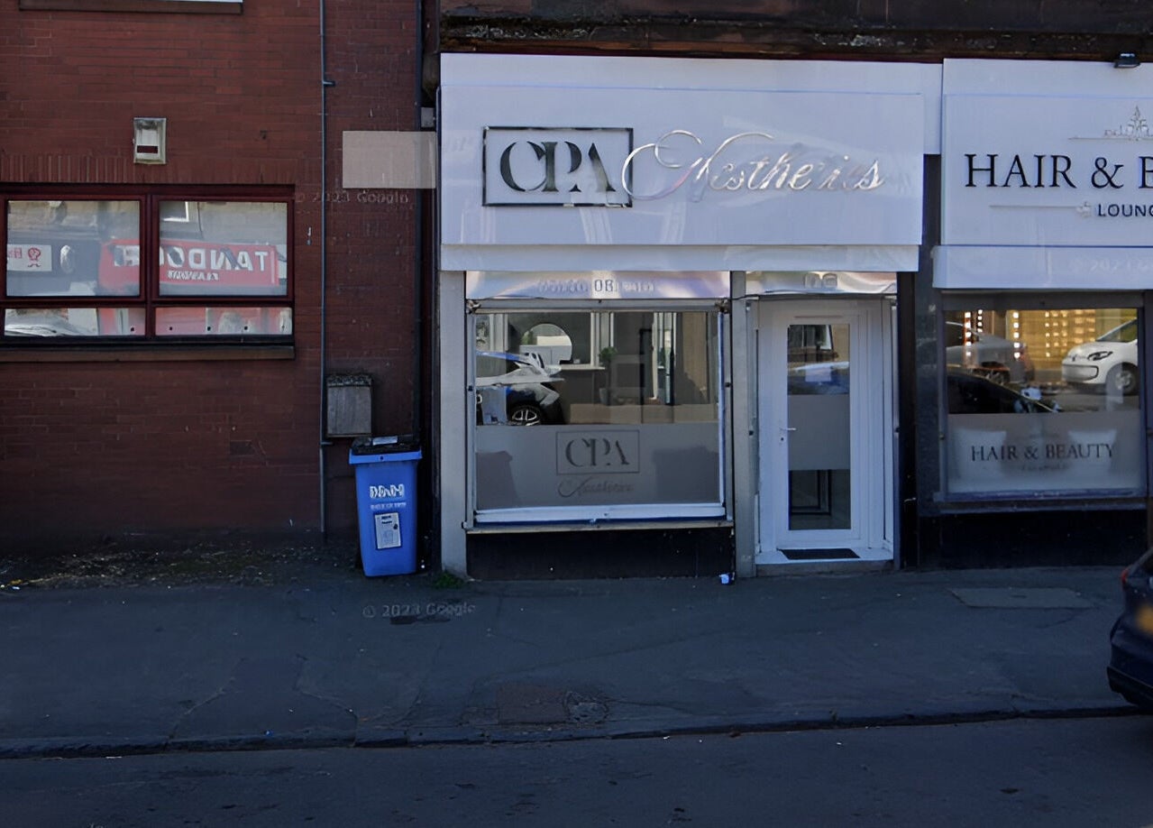 Front view of CPA Aesthetics in Glasgow, Scotland, GB showcasing modern design and welcoming entrance.
