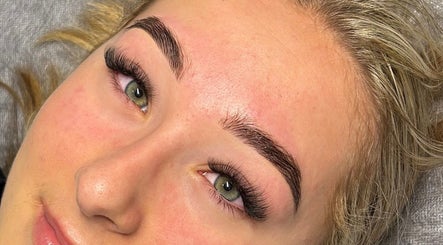 Close-up of expertly shaped brows and lashes at Bouttell Beauty, North Lakes, Queensland, AU.