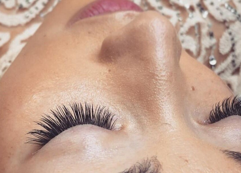 Close-up of stunning eyelash extensions from Lashes and Skincare by Stefani in Austin, Texas, US.