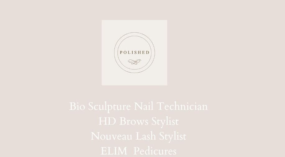 Polished beauty services layout at Compton, England, GB featuring nail, brow, and lash styling.