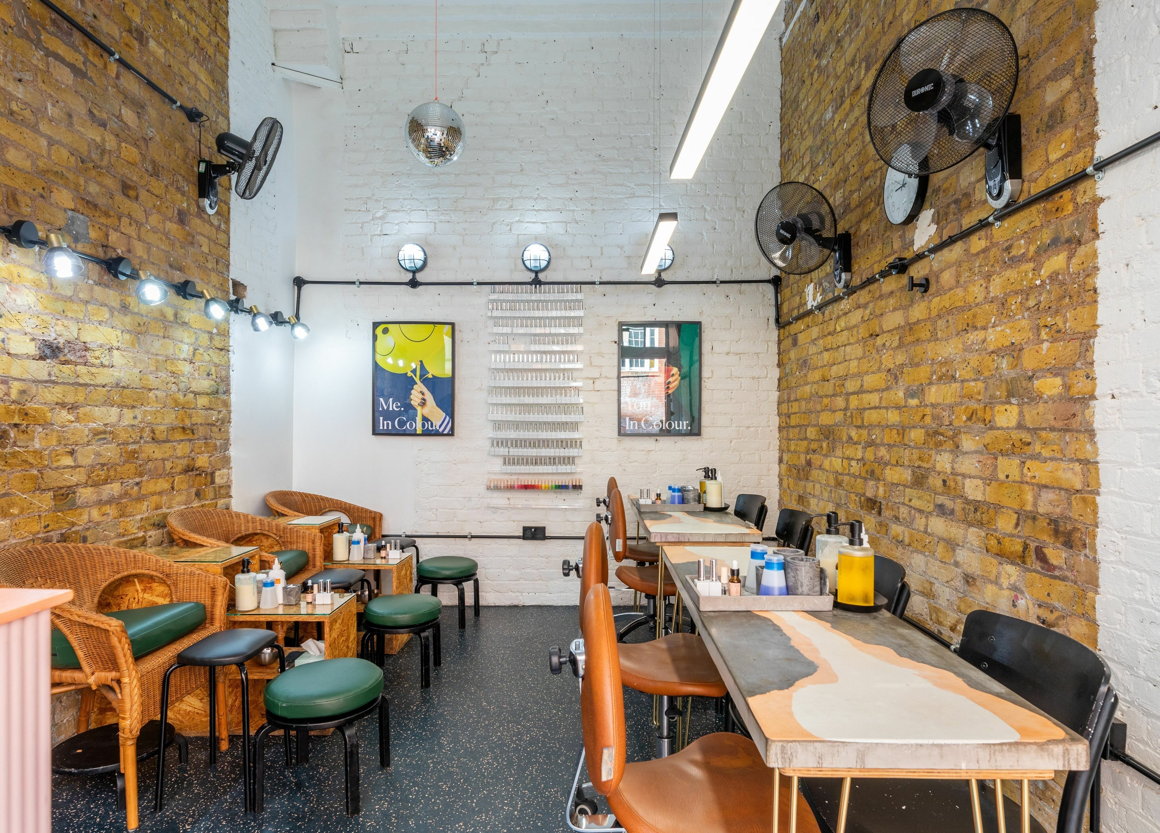 Interior of Shoreditch Nails Shoreditch with stylish nail stations, London, England, GB.