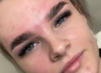 Close-up of lash and brow treatment at Beth Green Aesthetics, Manchester, England, GB.