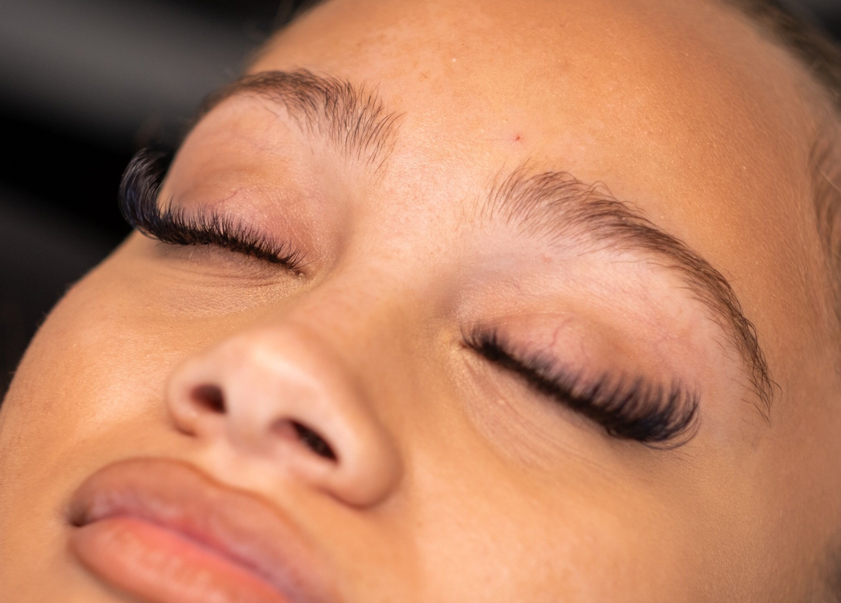 Close-up of eyelash extensions at She Lashes UK, Gloucester, England, GB.