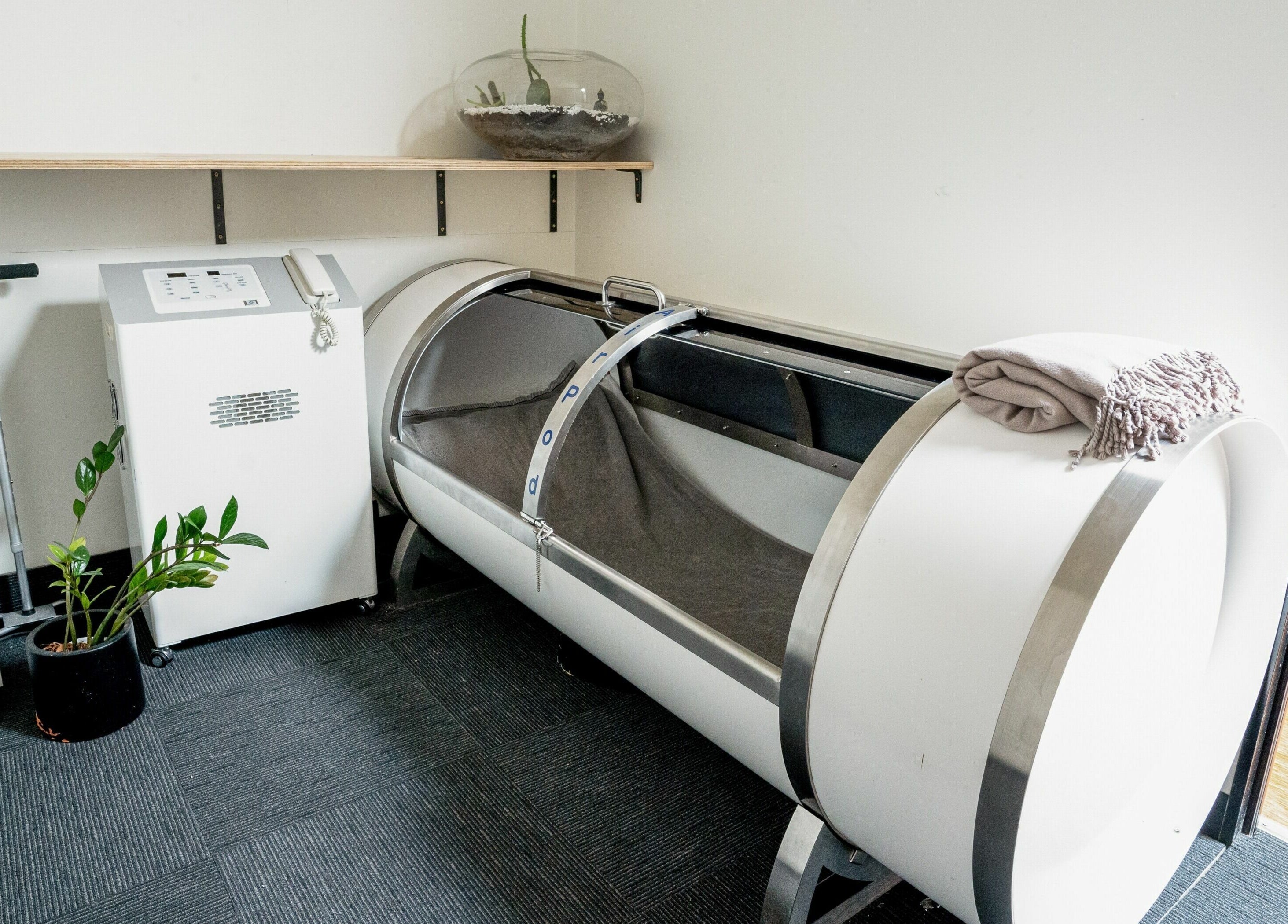 Relaxing hyperbaric chamber at The Orchard Prahran, Melbourne, Victoria, AU, enhancing wellness and rejuvenation.