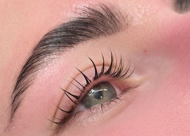 Close-up of enhanced lashes at Adore Beauty And Wellness, Hawthorne, Queensland, AU.