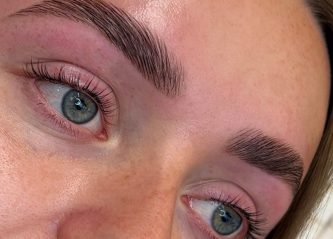 Close-up of expertly shaped brows at Braden Beauty, Uplands, Wales, GB, showcasing natural beauty enhancement.
