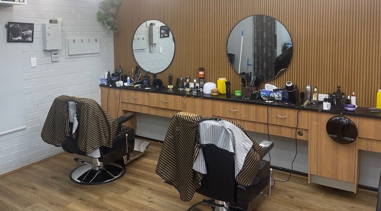 Modern barber chairs and mirrors at Perth Hairstyle Barber - South Perth, Perth, Western Australia, AU.