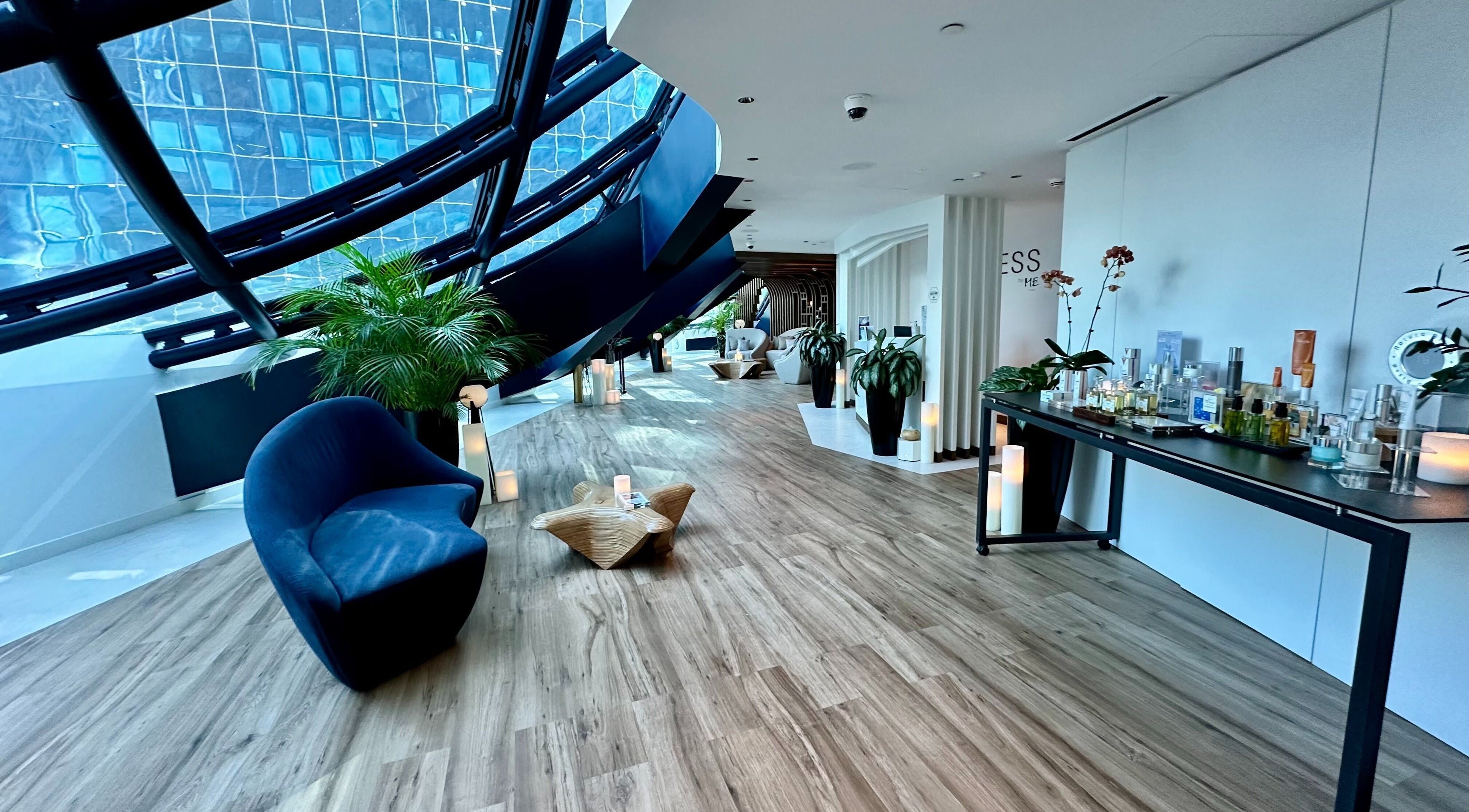 Bright modern spa lounge at Wellness by Me Dubai, Dubai, AE with elegant seating and decor enhancing relaxation.