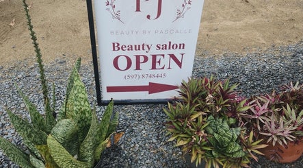 Beauty by Pascalle salon open sign with plants, Paramaribo, SR.