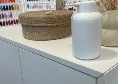 Nail color display and decor at Nails From Natalie, Honiton, England, GB.