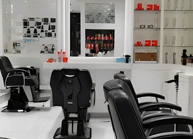 Modern, sleek setup at The Lab Gents Salon & Spa - Meadows Town Center, Dubai, AE.