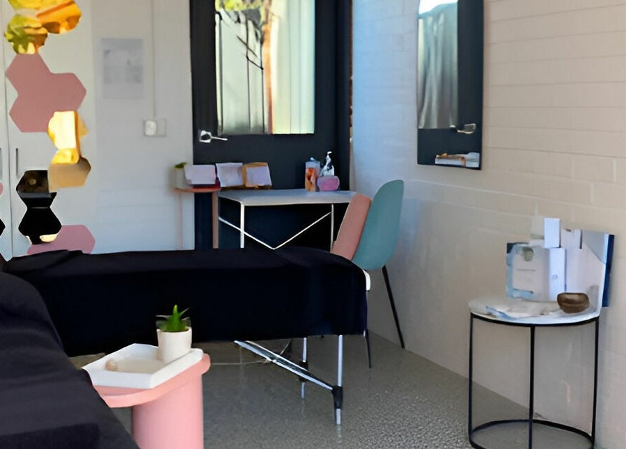 Calming treatment room at Angelique Aesthetics, Melbourne, Victoria, AU, with modern decor and soothing ambiance.