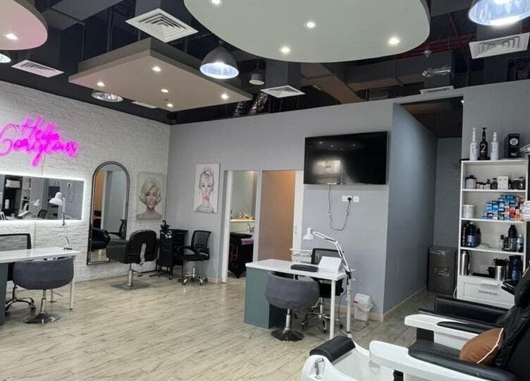 Elegant interior of Diana's Lash House Ladies Salon in Dubai, AE showcasing modern design and beauty stations.