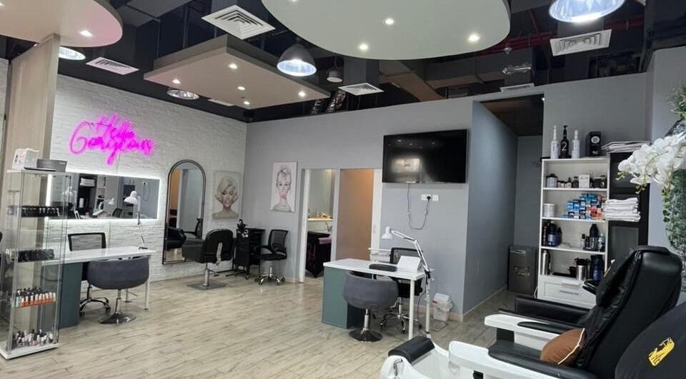 Elegant interior of Diana's Lash House Ladies Salon in Dubai, AE showcasing modern design and beauty stations.