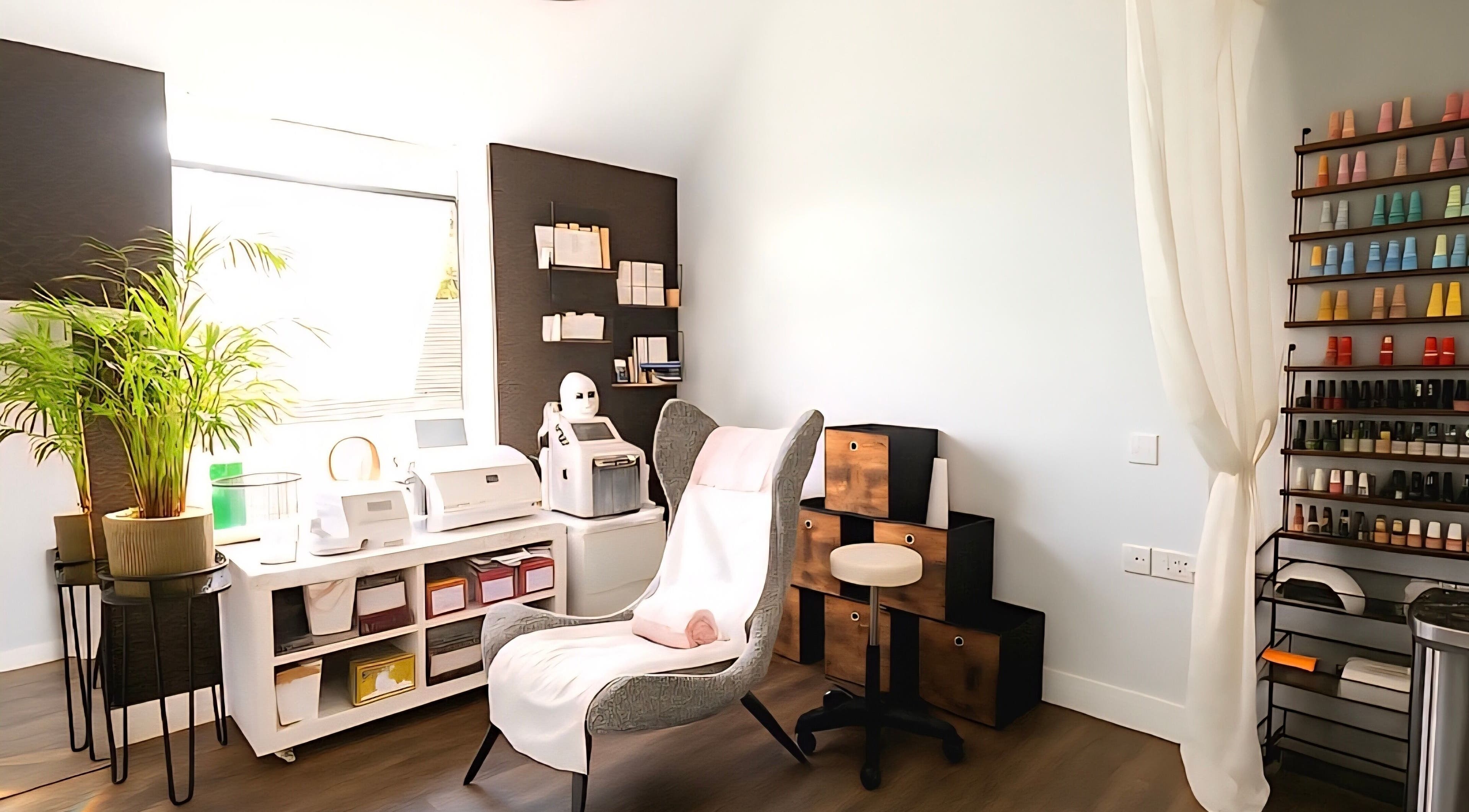 Chic therapy room at DERMEDICA Beauty Studio, Hertford, GB, with elegant decor and modern equipment.