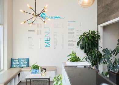 Elegant reception at Oakspa Wellness Inc. showcasing menu, Markham, Ontario, CA.