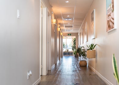 Calming hallway with plants at Oakspa Wellness Inc., Markham, Ontario, CA.