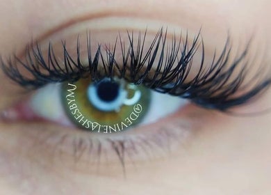Close-up of eye with lush eyelashes at Devine Nails by M J, Pretoria, Gauteng, ZA.