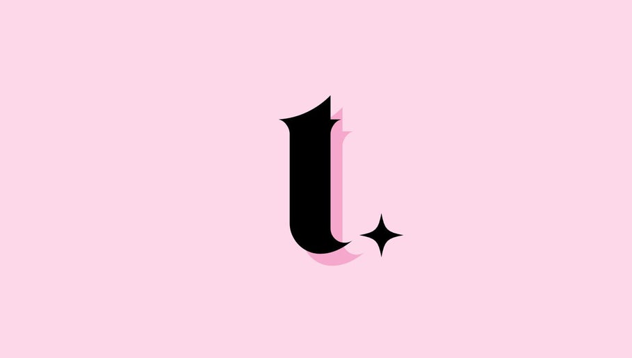 Black monogram 't' with star design on pink backdrop for Beauty by Tiegs - Christmas Week, Pumpherston, Scotland, GB.