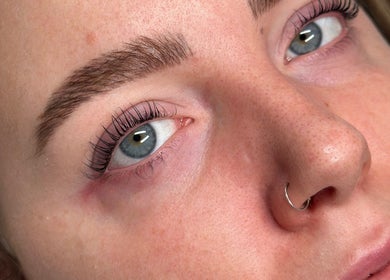 Close-up of radiant eyes with lush lashes at Beauty by Tiegs - Christmas Week, Pumpherston, Scotland, GB.