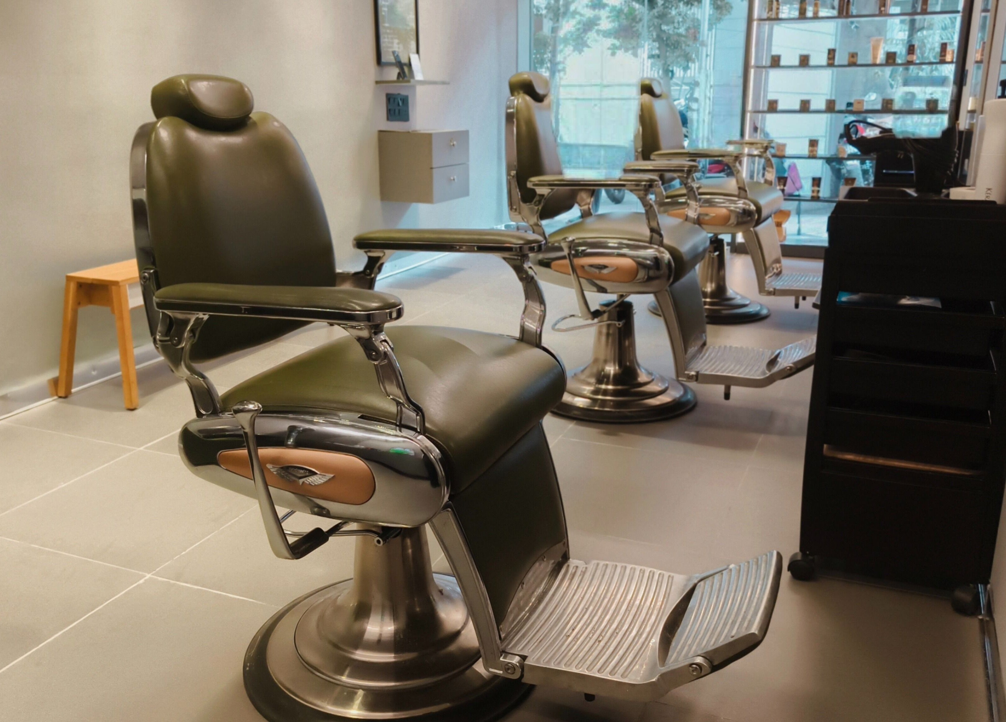 Luxurious barber chairs at BarberCo - Banashankari, Bengaluru, Karnataka, IN, offering a premium grooming experience.