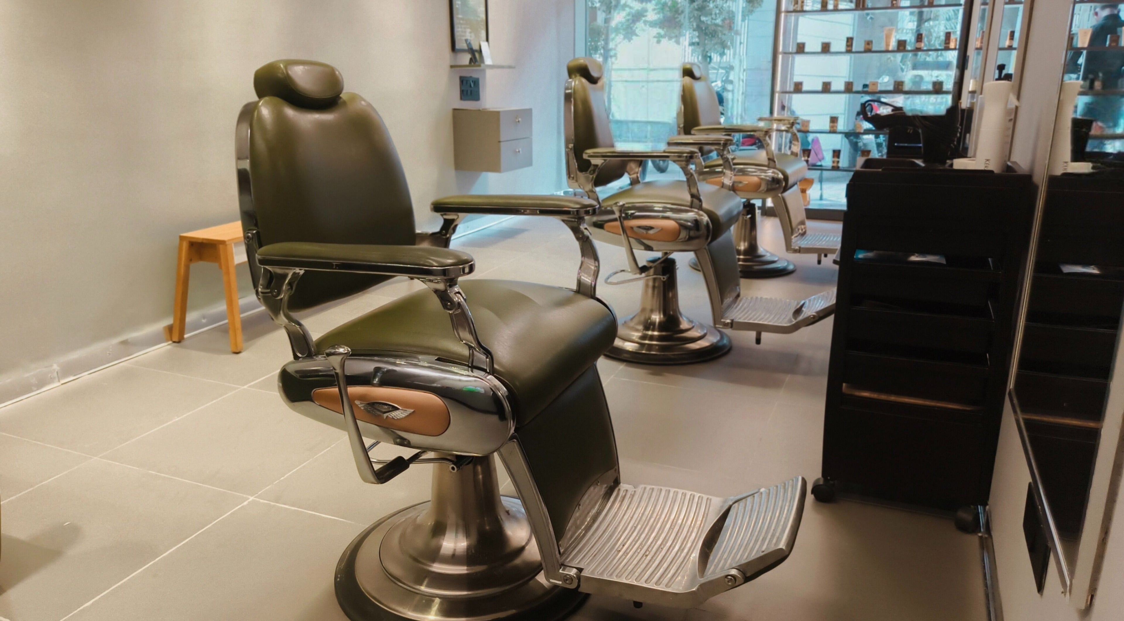 Luxurious barber chairs at BarberCo - Banashankari, Bengaluru, Karnataka, IN, offering a premium grooming experience.