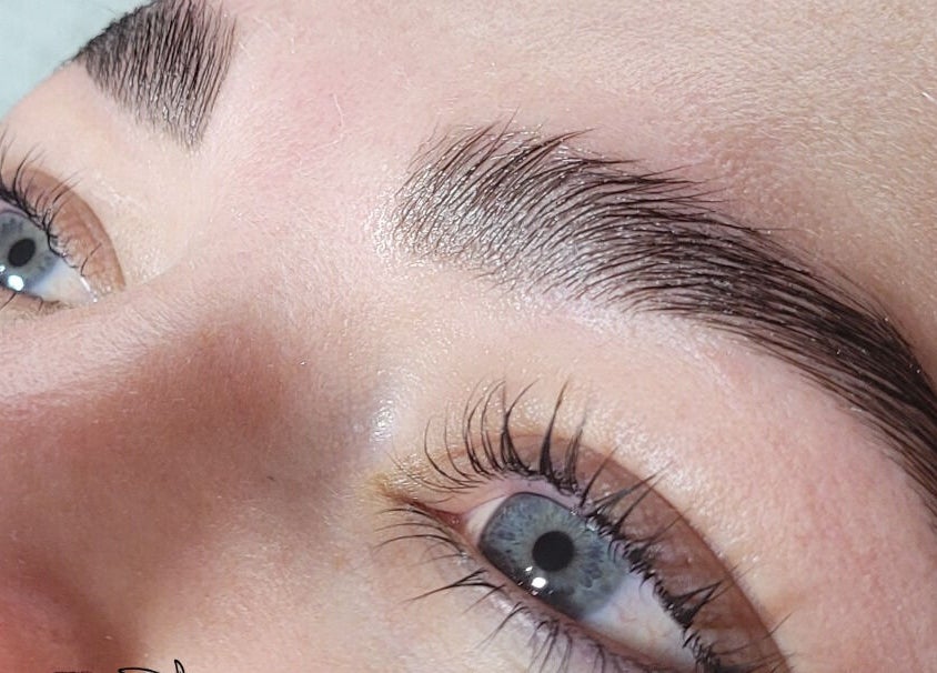 Close up of perfectly shaped eyebrows at Bella Nova Nail Studio in Letsitele, Limpopo, ZA.