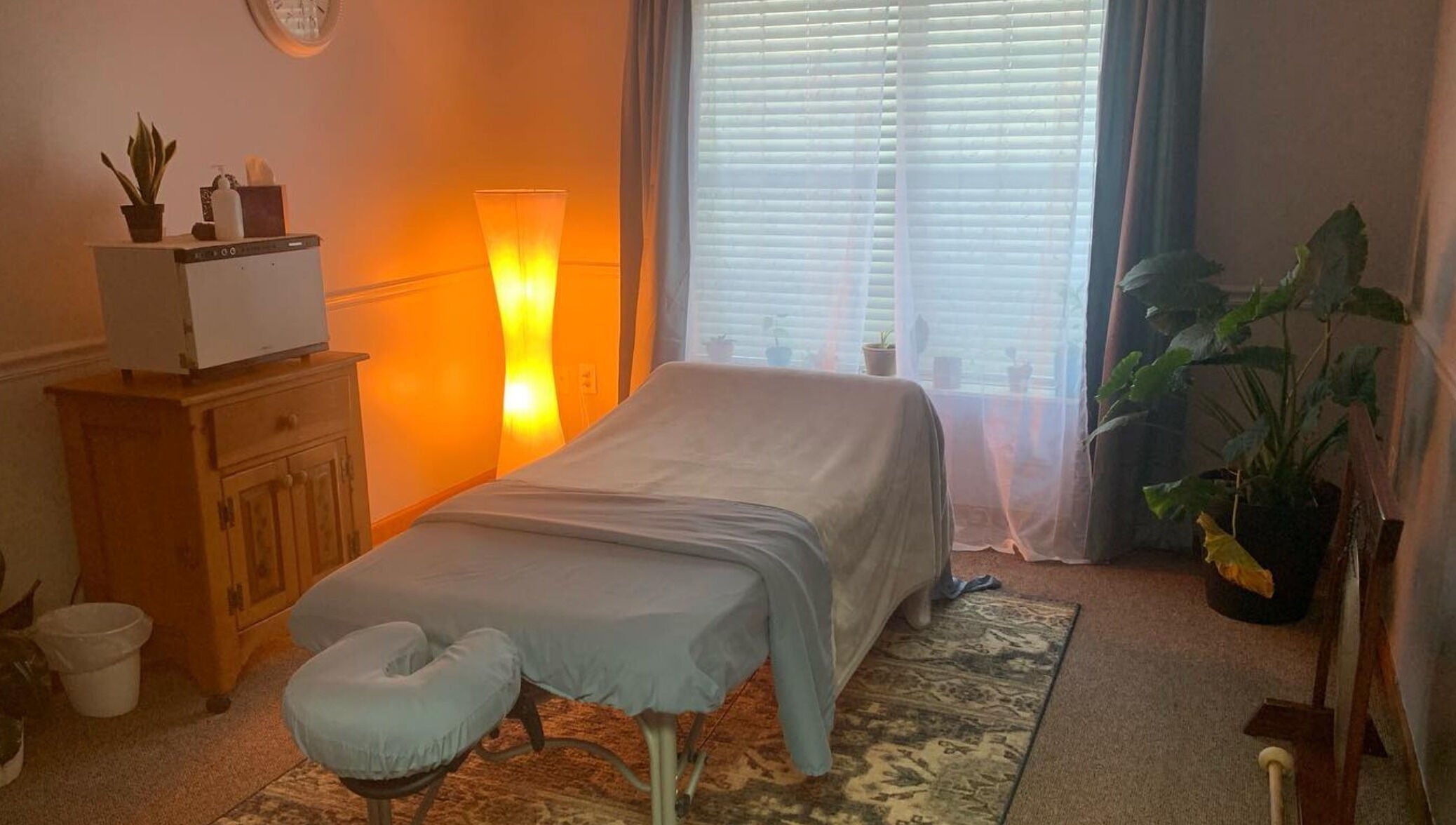 Serene massage room at Appalachian Integrative Bodywork and Massage, Jefferson City, Tennessee, US.
