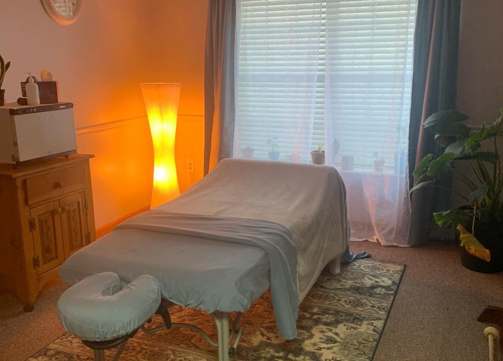 Serene massage room at Appalachian Integrative Bodywork and Massage, Jefferson City, Tennessee, US.