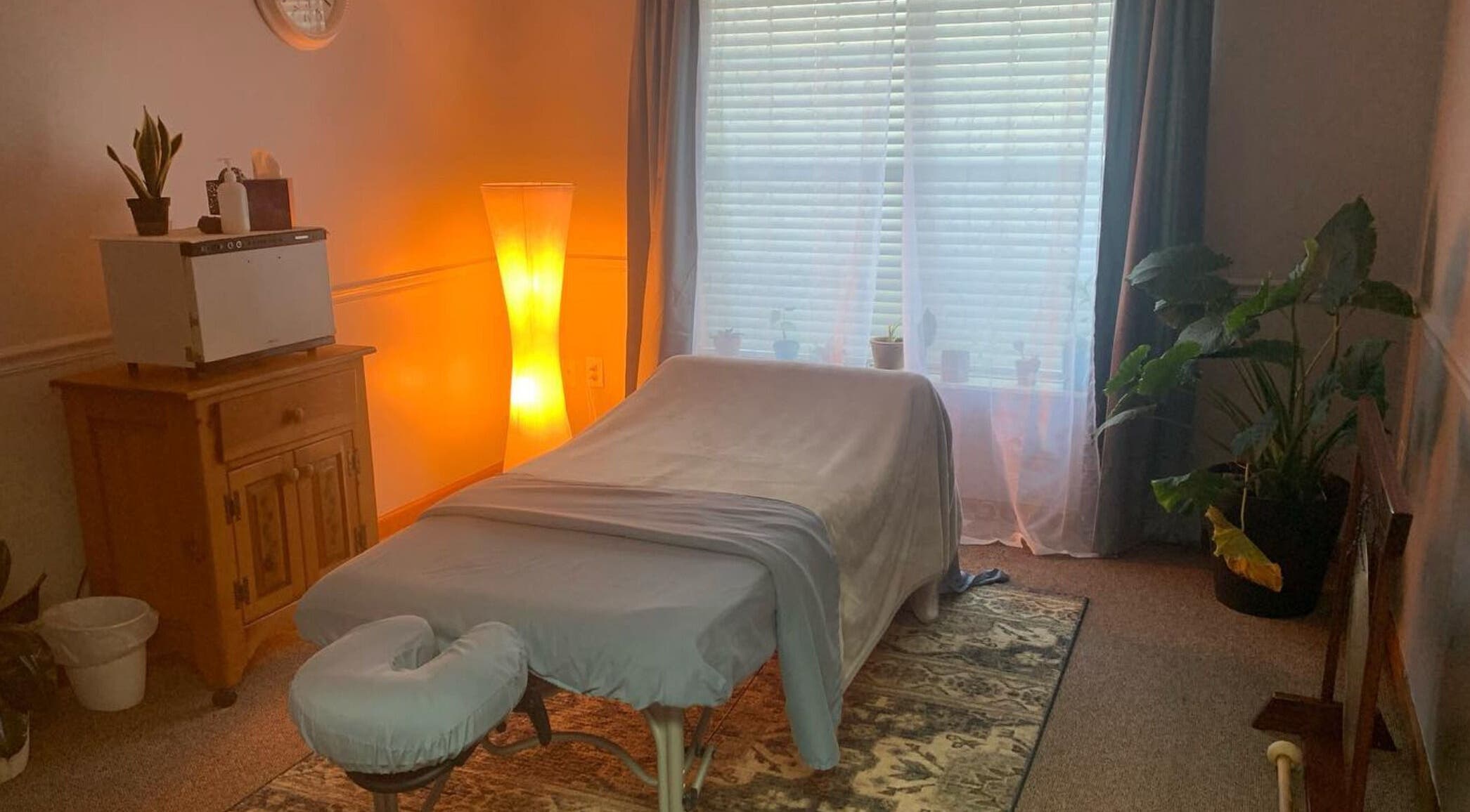 Serene massage room at Appalachian Integrative Bodywork and Massage, Jefferson City, Tennessee, US.