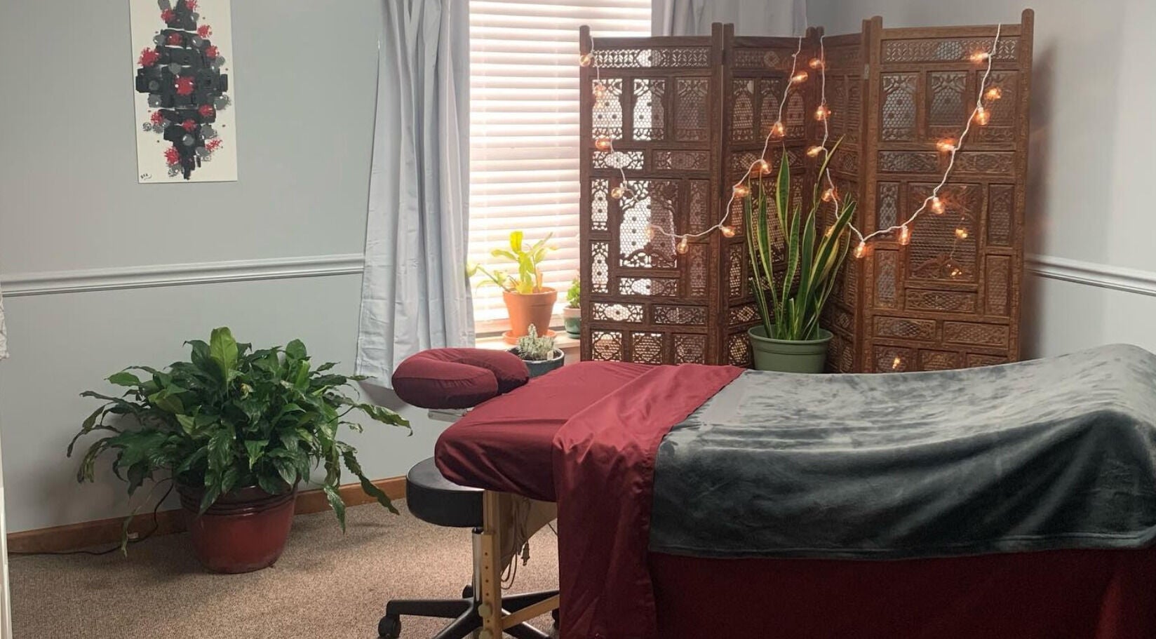 Relaxing massage room at Appalachian Integrative Bodywork and Massage, Jefferson City, Tennessee, US.