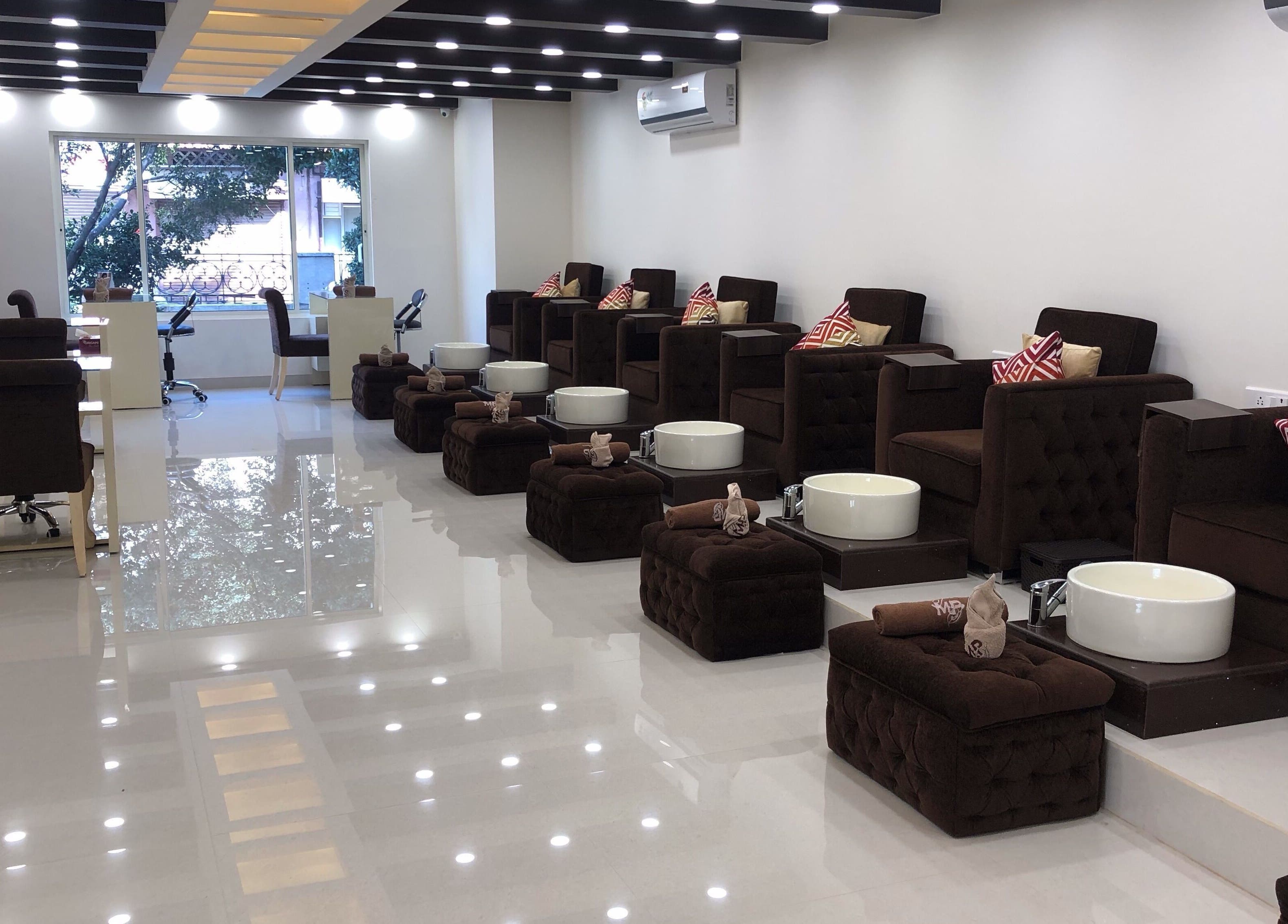 Luxurious nail stations at The Mani Pedi Spa, Galleria Market, DLF 4, Gurugram, Haryana, IN, offering ultimate comfort.