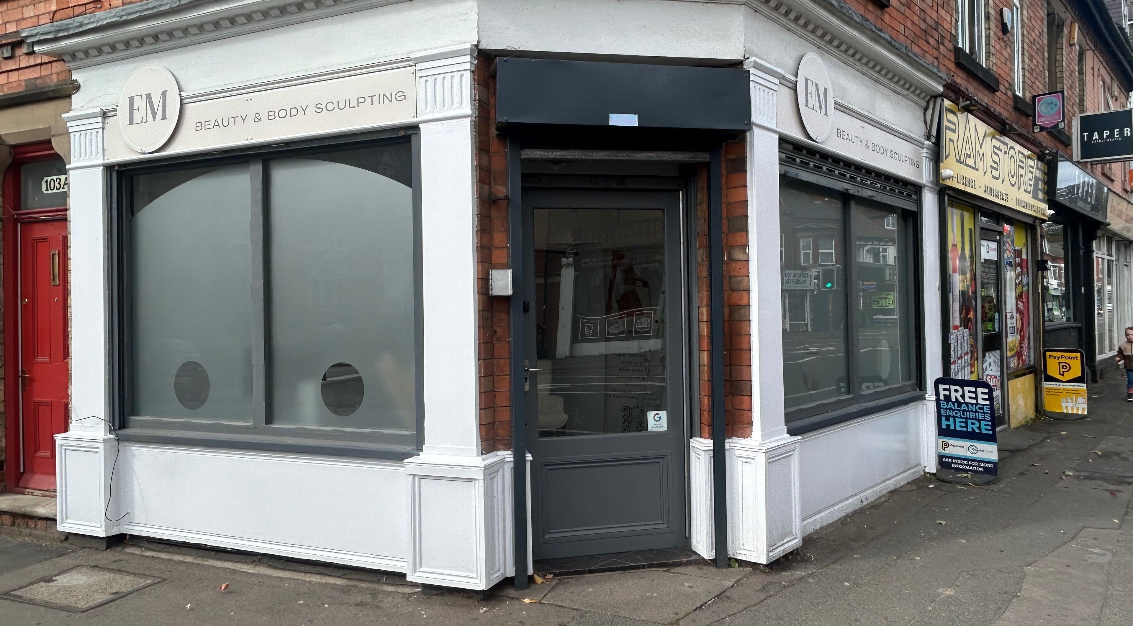 Front view of EM Beauty & Body Sculpting at Long Eaton, England, GB showcasing the modern exterior.