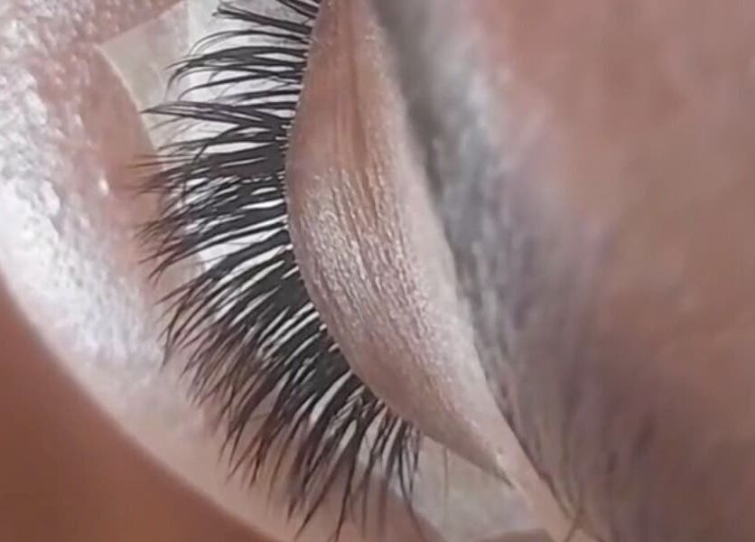 Close-up of eyelash extensions at Narenda's Beauty Lounge, Bridgetown, Saint Michael, BB.