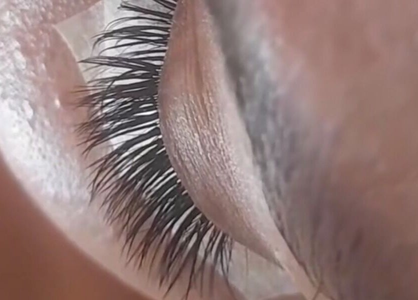 Close-up of eyelash extensions at Narenda's Beauty Lounge, Bridgetown, Saint Michael, BB.