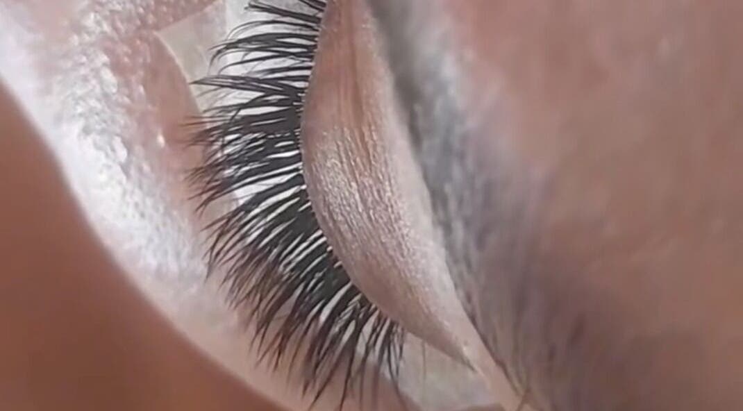 Close-up of eyelash extensions at Narenda's Beauty Lounge, Bridgetown, Saint Michael, BB.