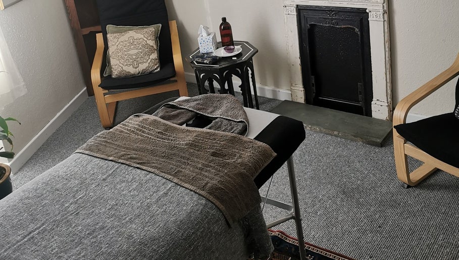 Relaxing therapy room at Petal Talk Therapies (Women Only) at The Practice Rooms, Bristol, England, GB.