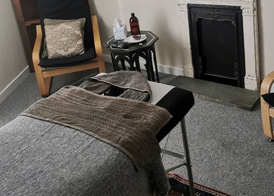 Relaxing therapy room at Petal Talk Therapies (Women Only) at The Practice Rooms, Bristol, England, GB.